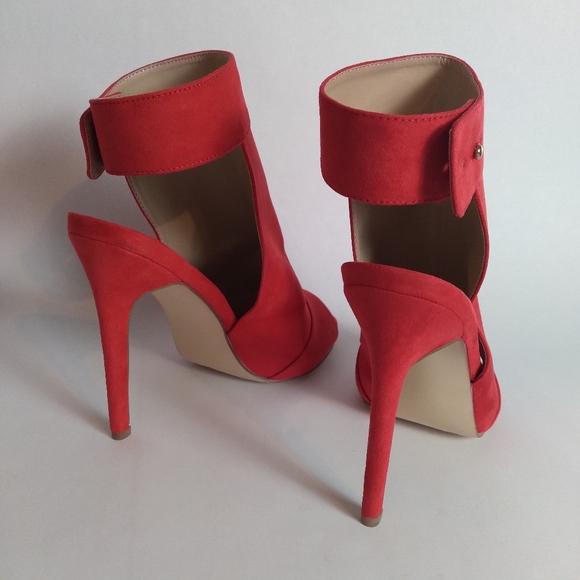 JUSTFAB Emerva Women's Red Peep-Toe, Ankle Strap Stiletto Heels- Size 9 NWT - Picture 3 of 9